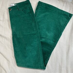 Princess Polly size 2 green flare corduroy pants, cotton blend, teen, tween